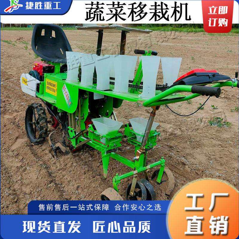 农用两行蔬菜移栽机小型汽油动力栽苗机座驾式农作物秧苗栽苗机