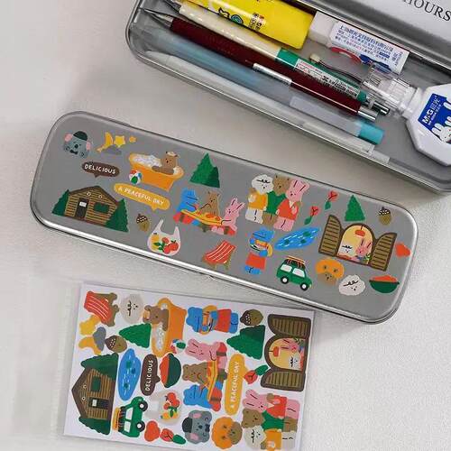 Korean Instagram Iron Stationery Box Cute Little Bear DIY H