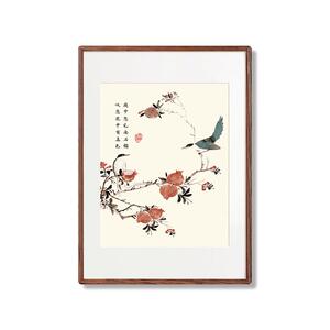 石榴喜鹊装饰画客厅书房玄关挂画办公室茶室多子多福喜事连连壁画