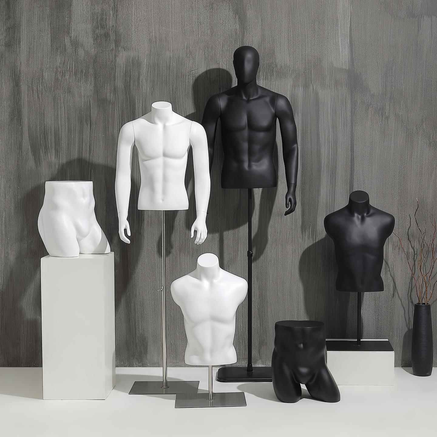 服装店模特道具男装肌肉黑白橱窗假人偶模型半身人台陈列展示架子