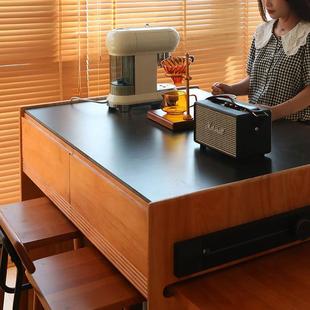 馨宜居岛吧台餐桌体RPW可一缩日式 厨房台实木收纳餐 岩板开伸放式