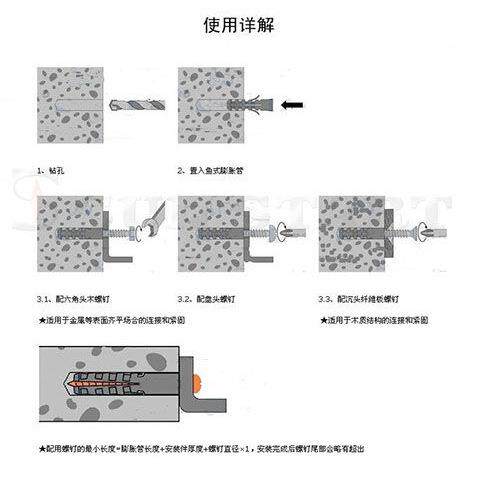 灰鱼型龙膨胀尼胀管塑料膨墙5X25~16X塞尼龙壁虎5/6/8/10/12/色14