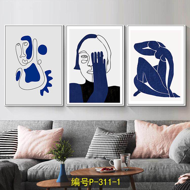 现代艺术装饰画克莱因客厅沙发背景墙壁画简约抽象挂画酒店卧室画
