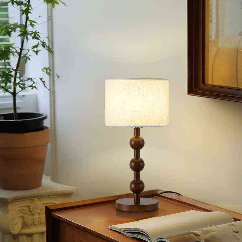 氛围灯复古落地灯实木高级感客厅书房卧室床头中古风装饰落地台灯