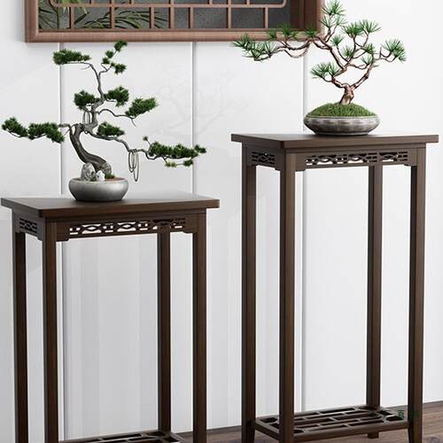 花架物架阳台落式室内客厅装饰985摆花台实地木多层多肉花置盆件