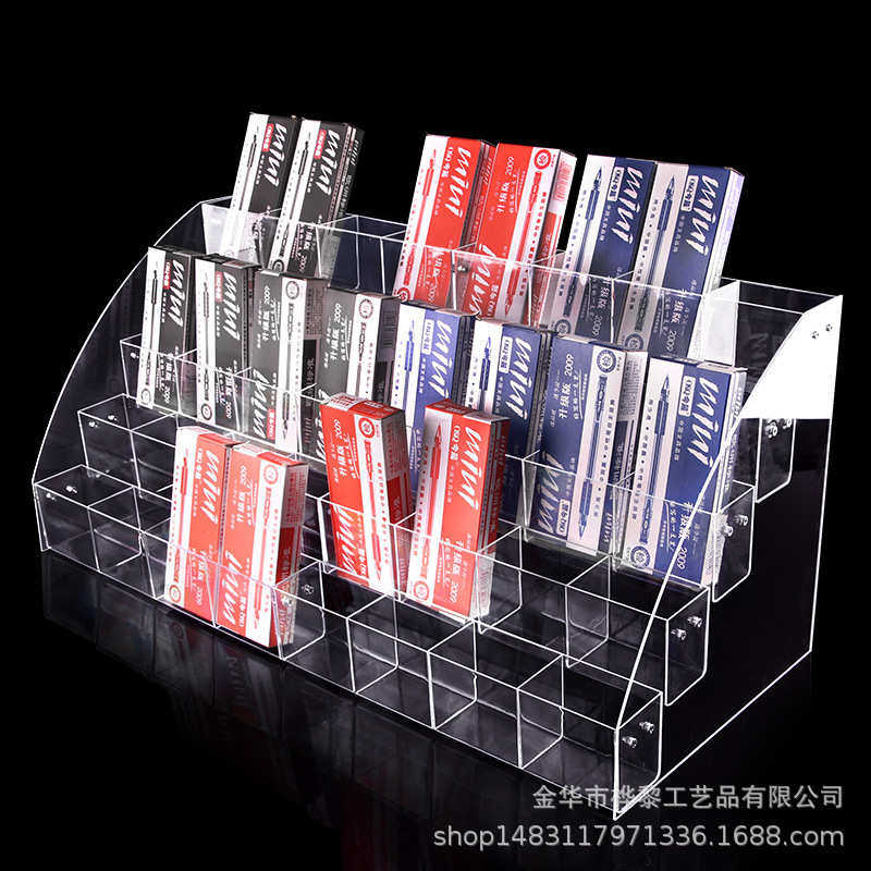 笔架文具店展示架阶梯笔架柜台亚克力上下笔架透明手账本册架图片