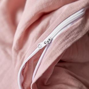 母A婴类全棉双层皱纱被单套件简约皱纯棉被罩180x国际A类200纯色