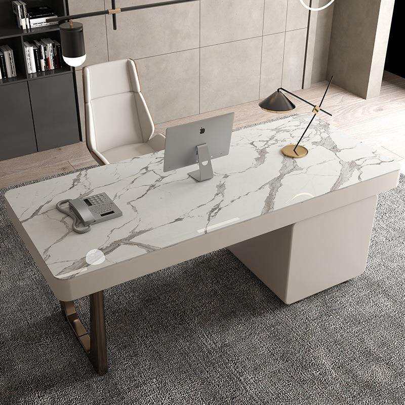 岩板书桌家用轻奢现代电脑桌椅套装组合书房写字台办公桌简约意式