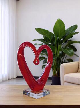 创意琉璃工艺摆件爱心装饰品桌面心形玻璃雕塑跨境热销情人节礼品