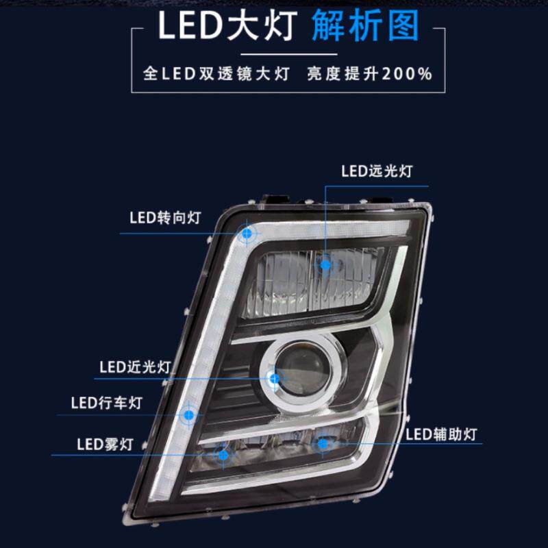 适用陕汽重卡德龙x5000全led大灯总成 前大灯前照灯双光透镜总成
