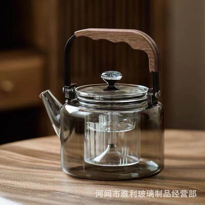 璃享高硼硅茶壶磁吸开合提梁壶蒸煮一体内胆复古水壶茶具磁吸提梁