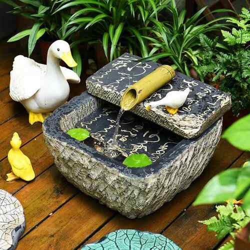 喷泉循环流阳台庭院置花园布鱼缸水鱼池假TP#25528造景摆件山小院