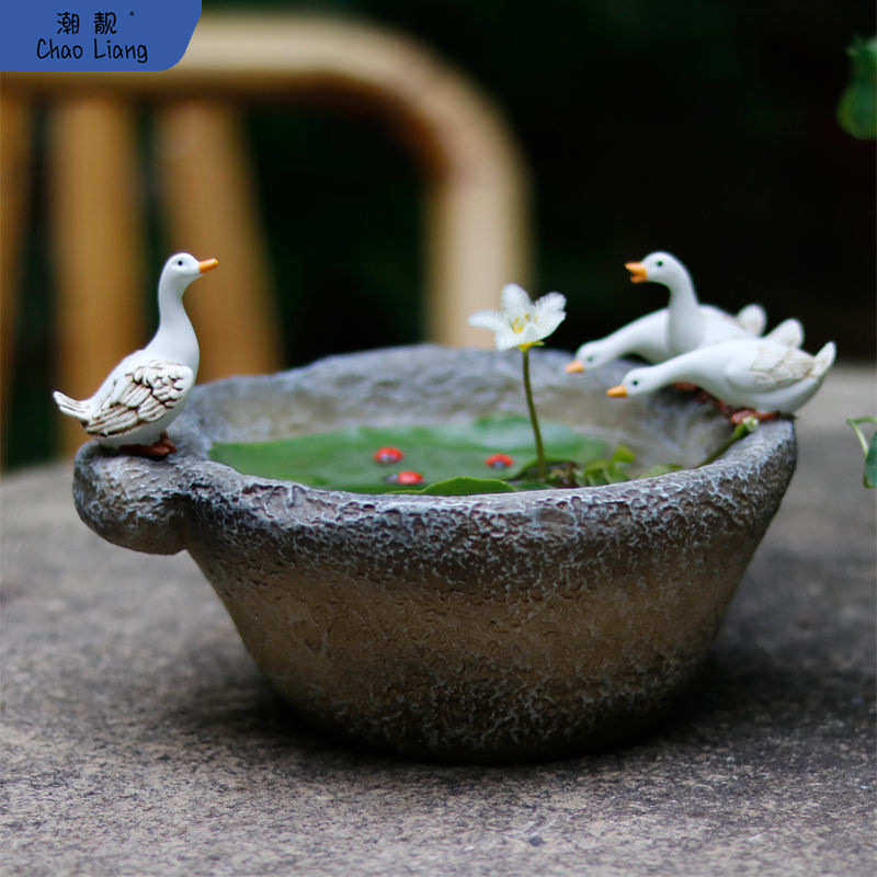 创意仿石臼鸭子摆件铜钱草一叶莲水培植物花盆桌面装饰品花园包邮,鲜花速递/花卉仿真/绿植园艺,花盆,淘宝优惠券,粉丝福利购,淘宝优惠卷