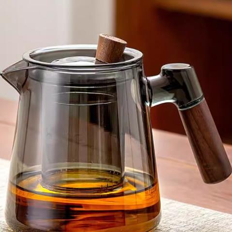 玻璃泡茶壶2024新款加厚耐高温单壶茶水分离电陶炉侧把煮茶具套装