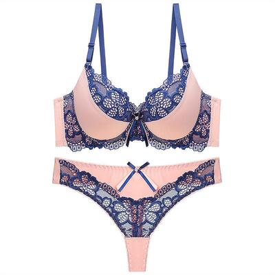 Lace gathered sexy bra set shaped AB underwear set