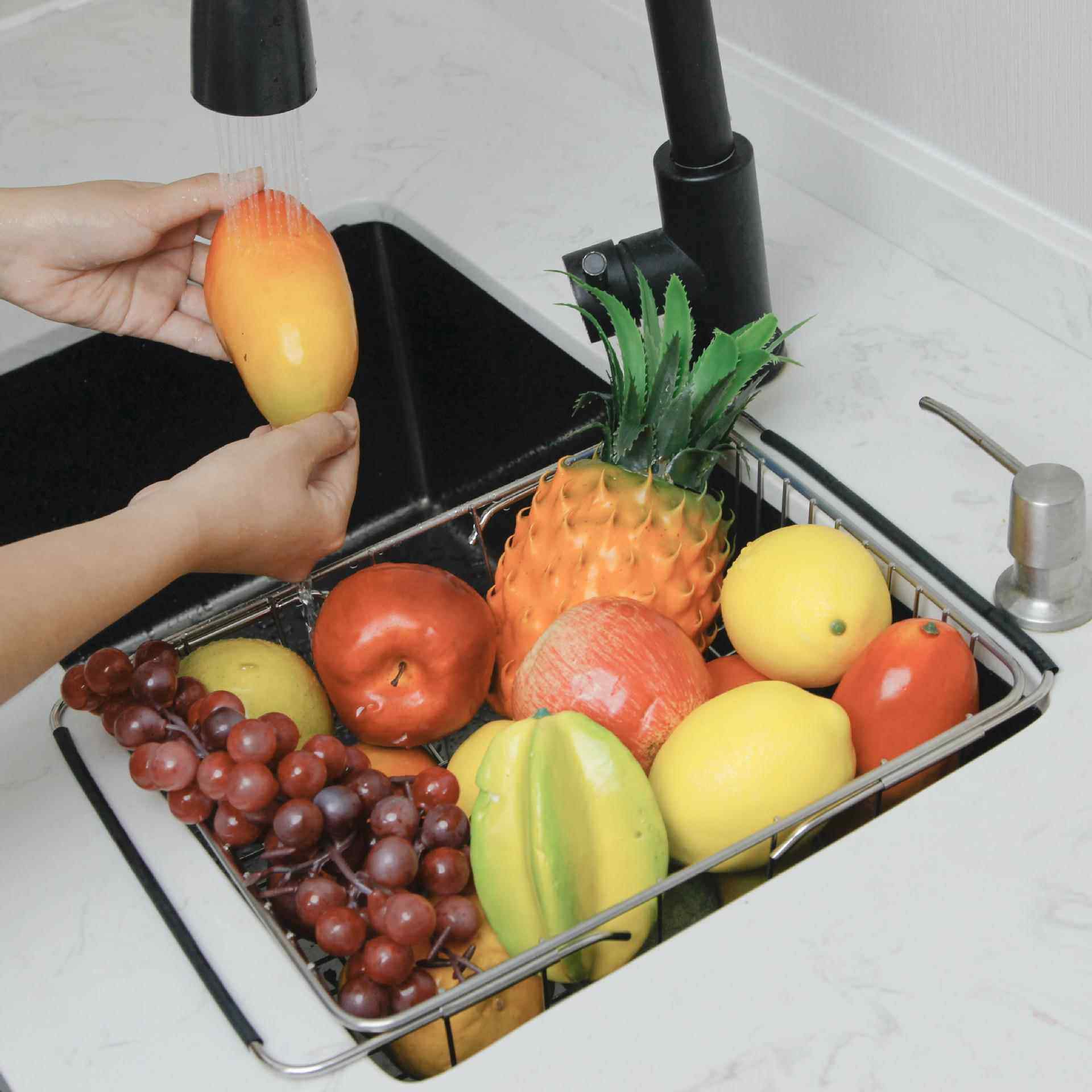 厂家现货跨境不锈钢厨房沥水置物架水槽沥水篮果蔬碗碟收纳篮,厨房/烹饪用具,碗架,淘宝优惠券,粉丝福利购,淘宝优惠卷