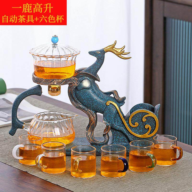 创意半全自动茶具套装玻璃懒人功夫泡茶器家用办公室宫灯茶壶茶杯