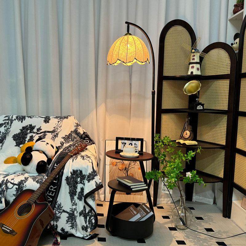 卧室床头落地灯法式复古客厅沙发旁装饰氛围灯中古风置物收纳台灯