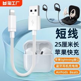 25厘米短线适用苹果数据线充电宝线手机蓝牙无线耳机充电线airpodspro4/3/2/1/beats充电器线传输数码智能