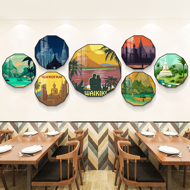 东南亚餐厅装饰画泰国风情咖啡厅奶茶店饭店壁画民族风泰式挂画