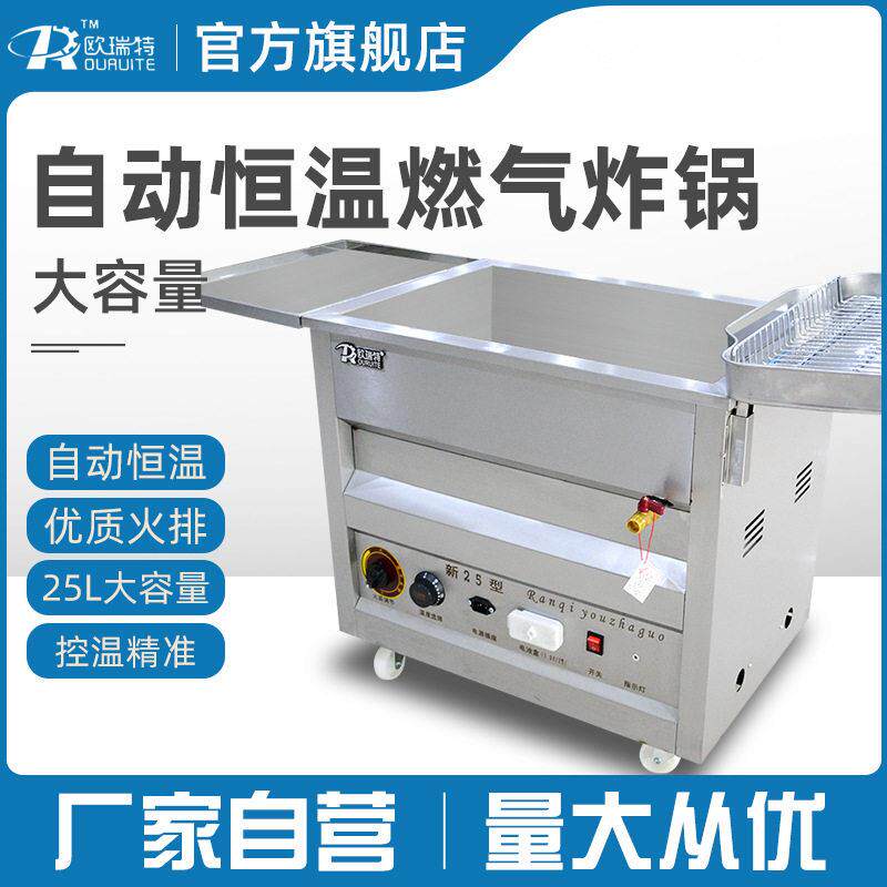 全自动控温商用燃气型油炸锅炸油条机炸鸡排机煤气液化气2540型