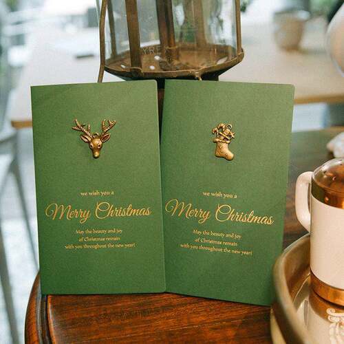 Retro Metal Foil Christmas Card with Envelope
