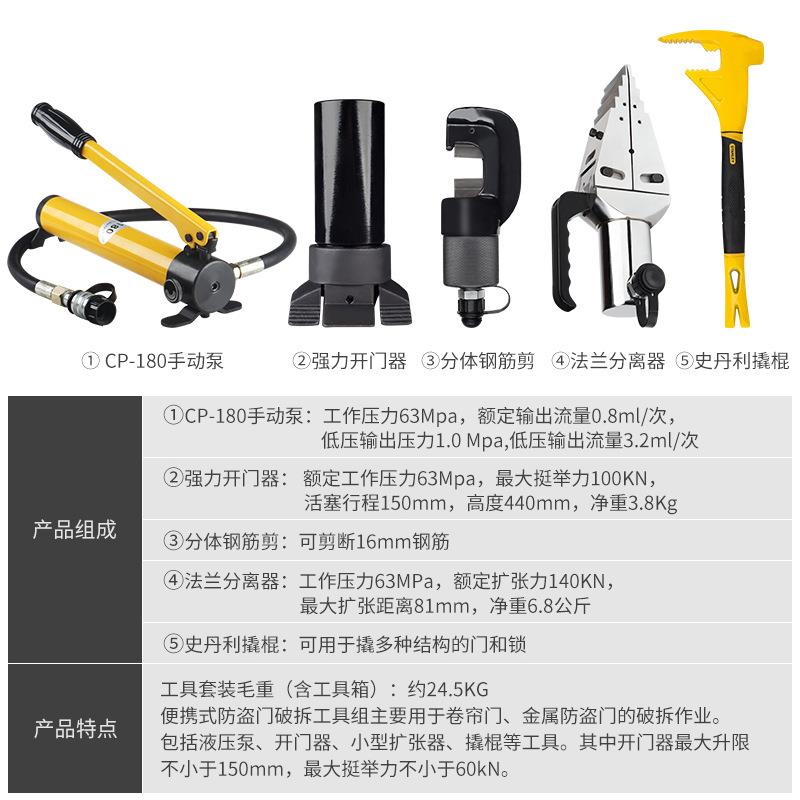 供应手动破拆工具液压破拆工具组五件套便携式防盗门破拆工具现货