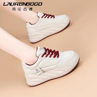 松糕厚底小白鞋内增高百搭春秋季新款休闲 鞋女轻便小个子软底女