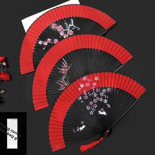 古风中国风寄明月跳舞扇网红女士礼品古装典汉服布夏天折叠扇子