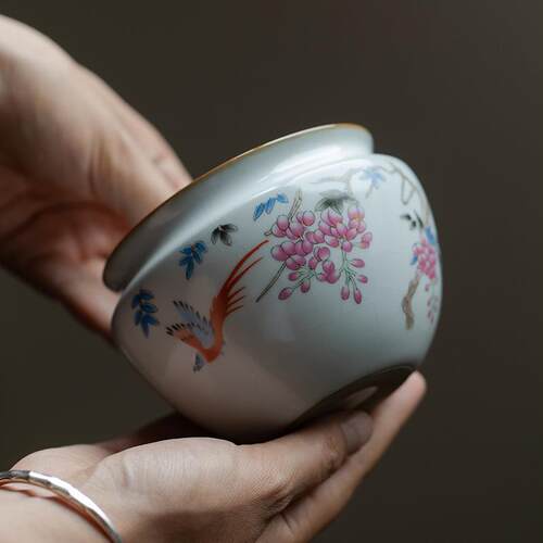 汝窑茶渣桶小水洗开片茶洗废水缸建水茶洗水洗水盂茶道配件