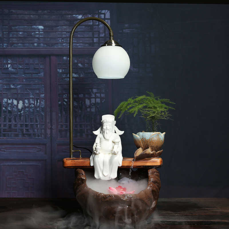 禅意招财流水器陶瓷摆件家居创意喷泉加湿器客厅玄关乔迁新居开业
