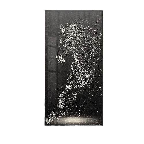 现代简约玄关装饰画LED灯壁画意式抽象马到成功挂画走廊过道墙画