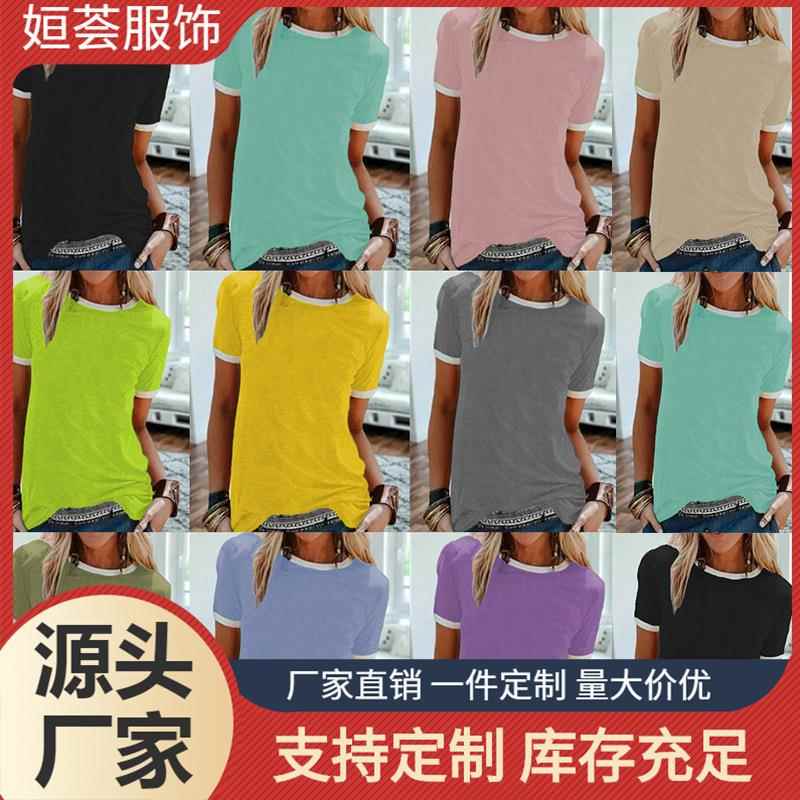sleeve casual neck color T-shirt pullover round urban shirt