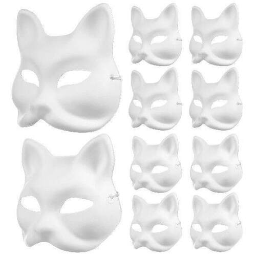 10 Pcs Blank Mask Masquerade Masks Handmade to Decorate Cat