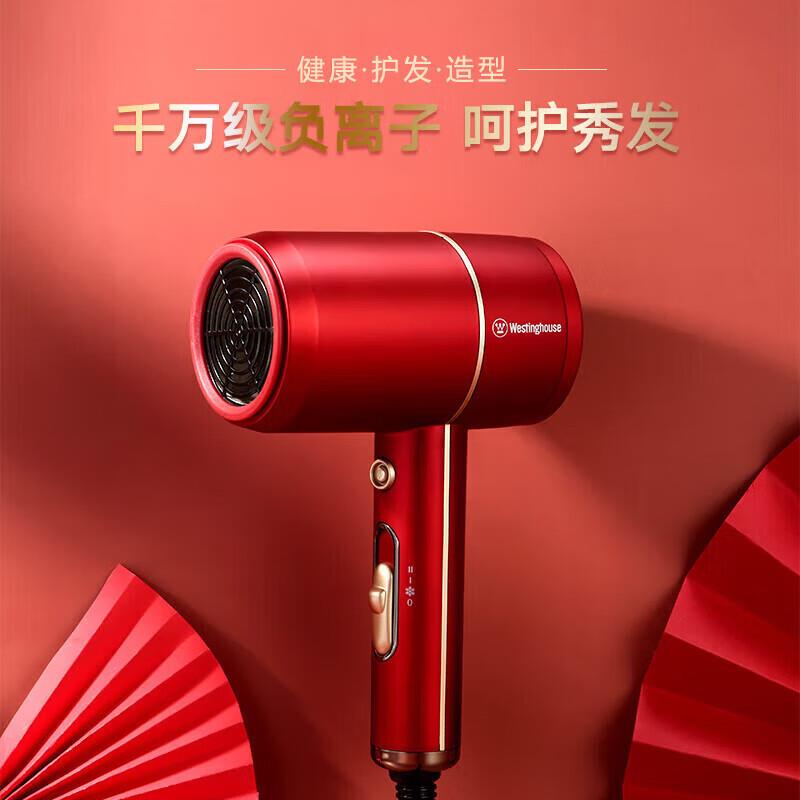吹风机家用吹风筒低噪速干大功率风力负离子护发电吹风H101赤霞红