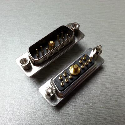 D-SUB焊线11W1直插式公头 供应10+1芯大电流180度焊板镀金连接器