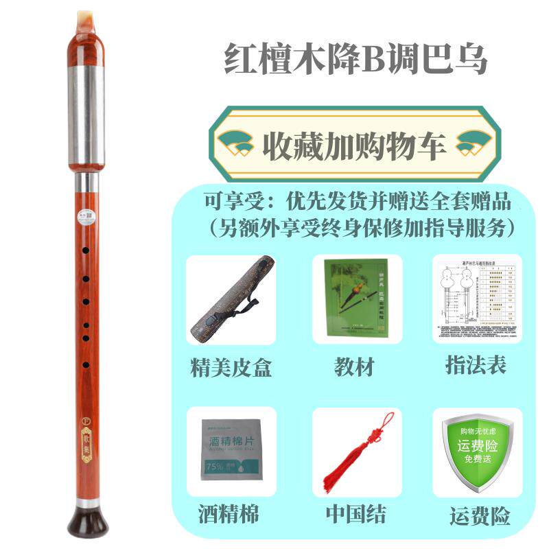 高档竖吹巴乌乐器檀木调G调C降B调初学成F人云学生儿童自学南黑乐