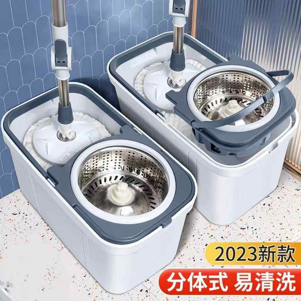 加厚旋转拖把免手洗懒人拖把甩干两用拖把桶带轮清洁套装墩布擦地