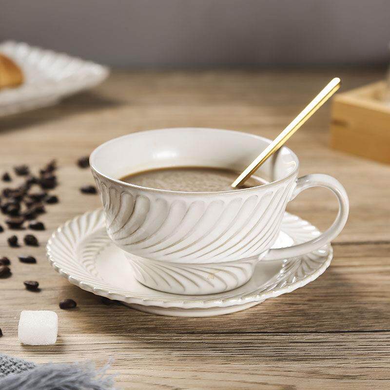 日式复古咖啡杯碟套装陶瓷马克杯精致拿铁杯高级感下午茶水杯碟子