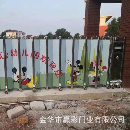 电动伸缩门销量爆款不锈钢封板电动伸缩门工地工厂智能无轨段滑门