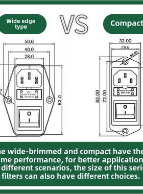 IEC机箱emi交流电源滤波器220V双保险开关插座三合一净化MT210ID