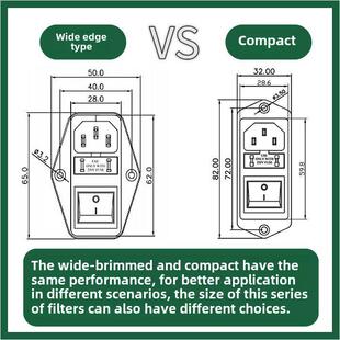 IEC机箱emi交流电源滤波器220V双保险开关插座三合一净化MT210ID