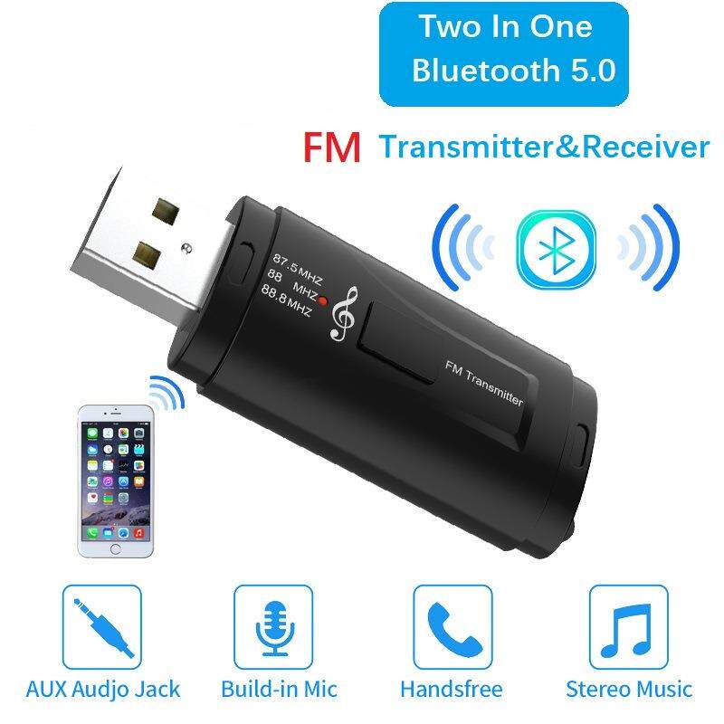 usb蓝牙接收器3.5AUX车载fm调频立体声通话点烟器蓝牙5.0适配器