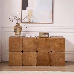 原木墩子方形实木茶几边几侘寂风做旧根雕凳子复古民宿酒店床头柜