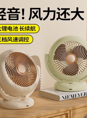 2024新款多功能循环风扇桌面大风力电风扇可上下转动调节灯光风扇