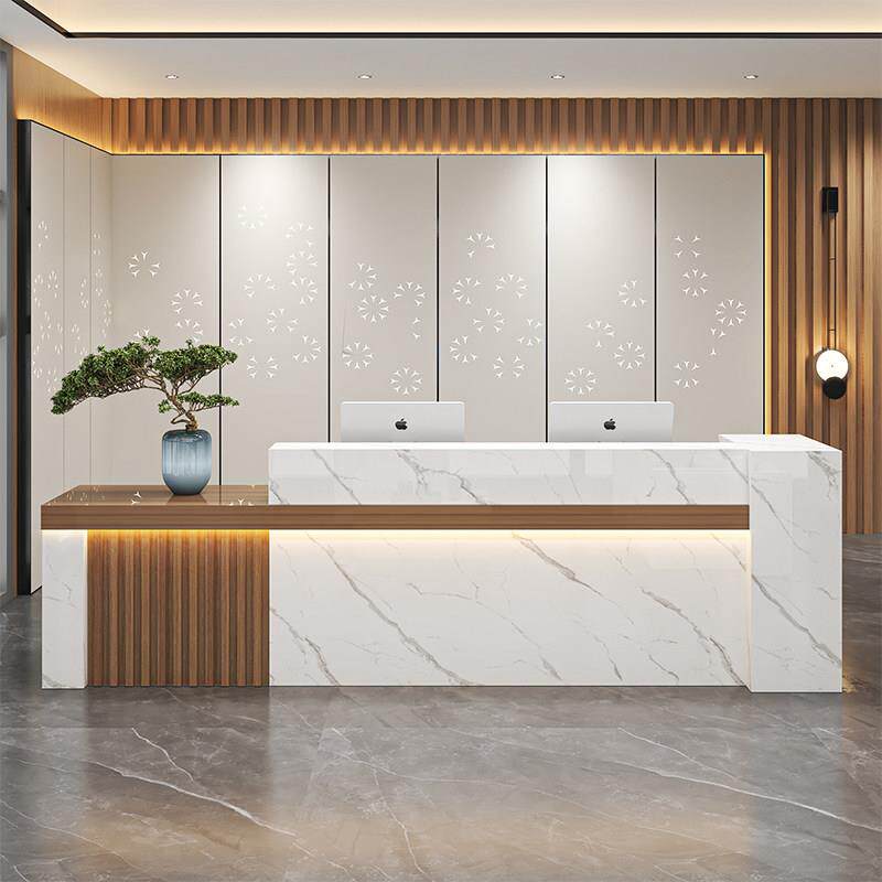 实木收银柜台店铺小型服装店美容院前台简约现代便利店吧台桌接待