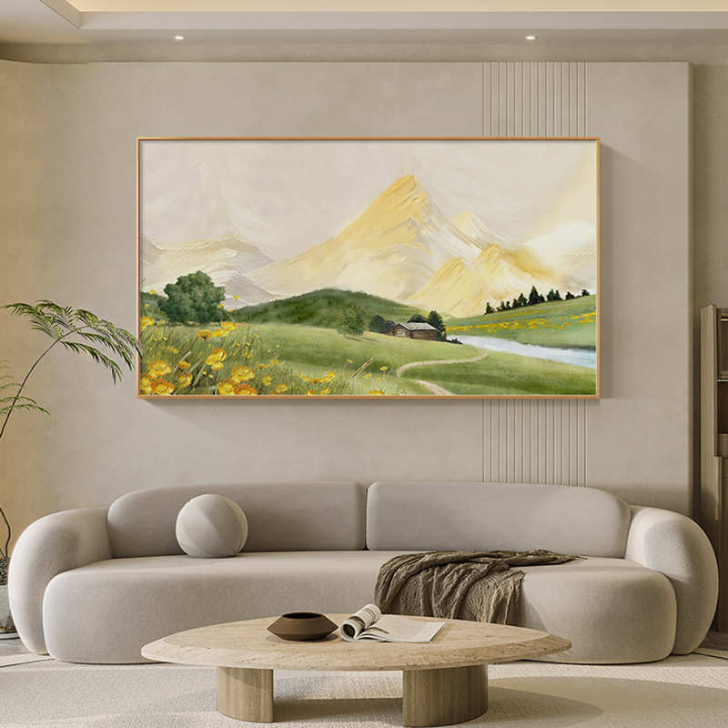 沙发尺寸背景大墙单幅风景山水画卧室金山北欧挂画装饰画日照客厅