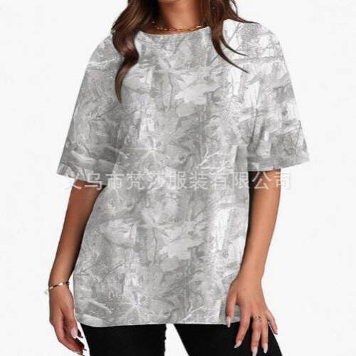 Vintage Street Withered Branch Print Loose Fit Round Neck