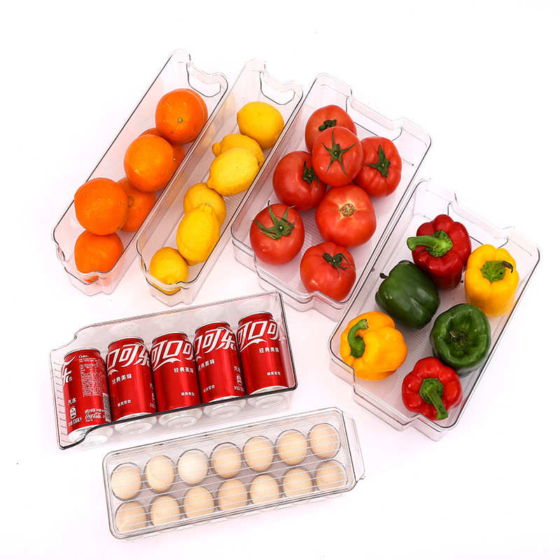 塑料冰箱收纳盒六件套套装抽屉式透明长方形保鲜盒食品鸡蛋收纳盒