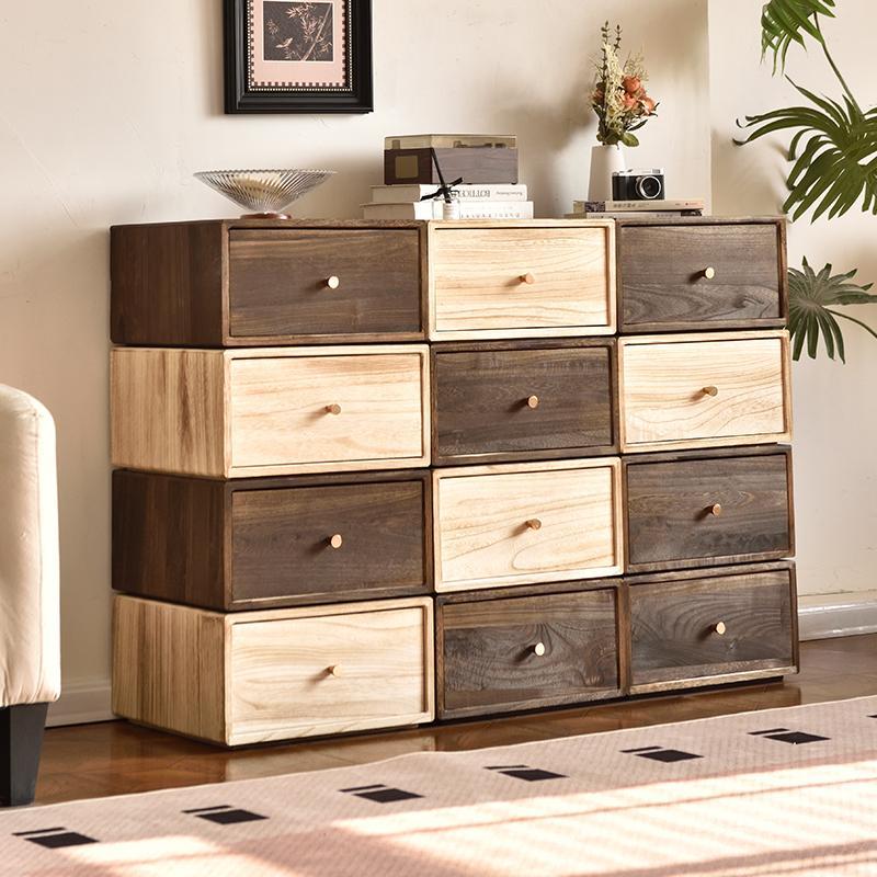 自由组合实木收纳柜多层抽屉式儿童格子柜无漆储物整理小斗柜夹缝